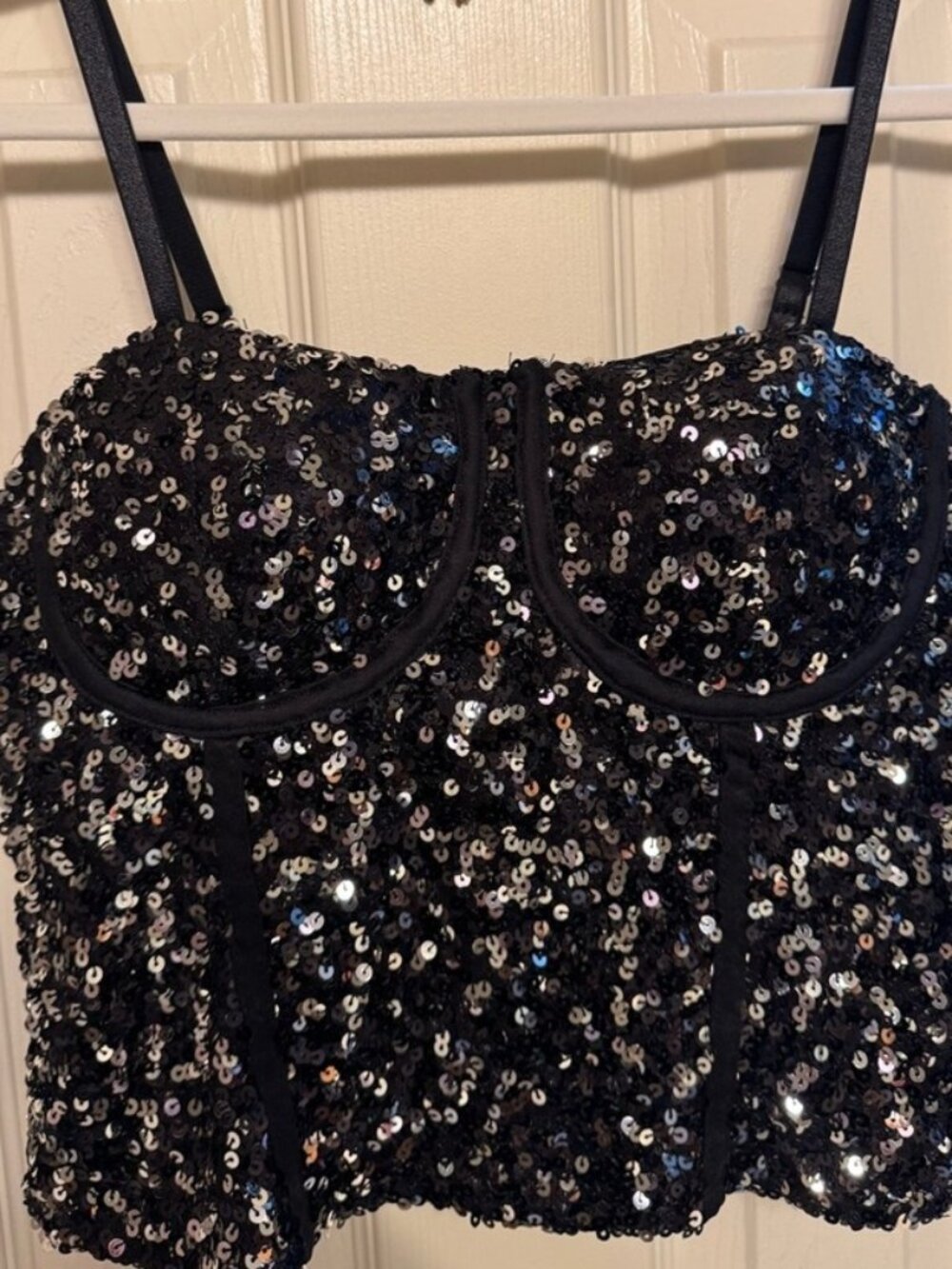 Black Sequin Corset Top